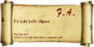 Fridrich Apor névjegykártya